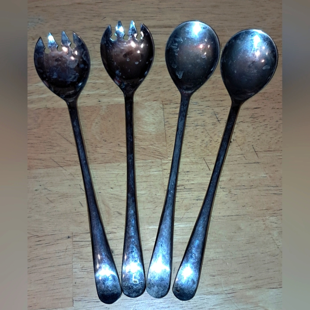 SERVING FORKS & SPOONS Silverplated ITALY EALES 1779 (2 SETS)